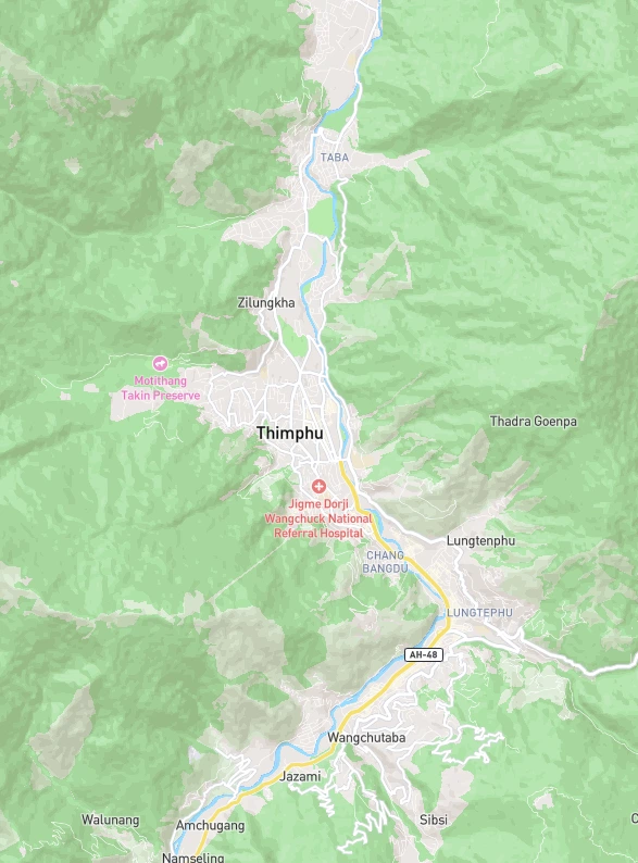 Route map for Bhutan - The Happiest Country